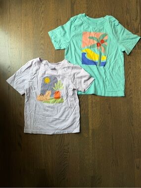 Hanna Anderson Kids Short Sleeve Graphic Tee - Mint Green & Light Lavender